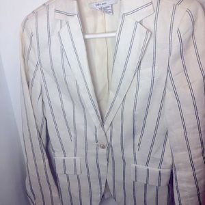 ZARA White & Black Pinstripe Blazer/Jacket